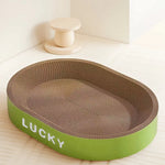 Random Color Cat Scrapers Toys Round Oval Cat Scratcher Cat Bed Cat Scratching post Thickening Durable Corn Glue Decal Cardboard - shimendi