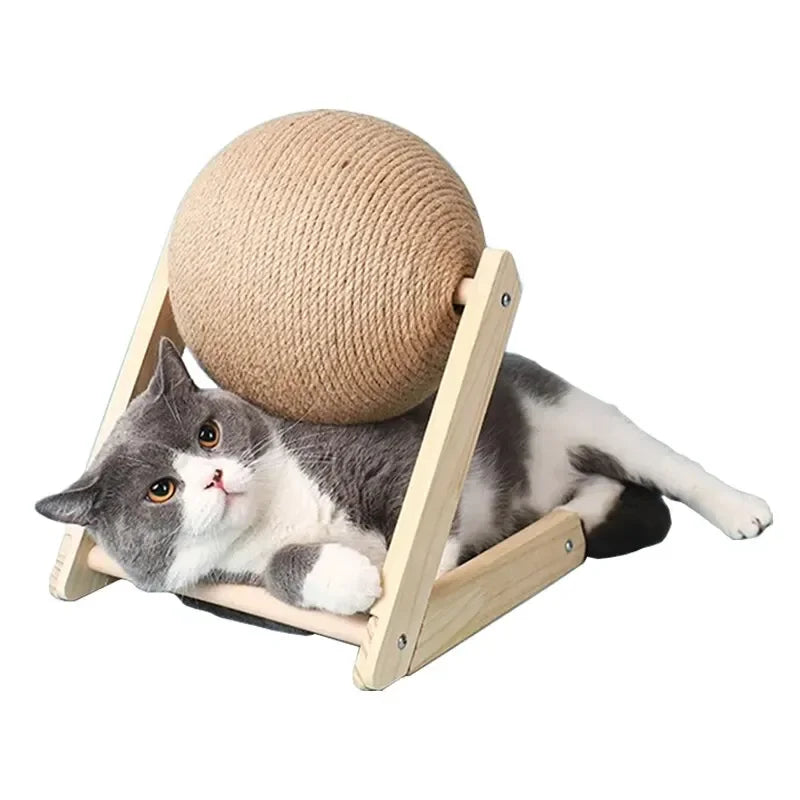 Cat Cratchers Ball Toys Sisal and Wood Stable Triangle Cats Indoor Stuff Sturdy Scratching Cool Scratch on Stand Spin - shimendi