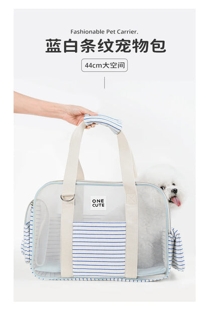 Fashion Transparent Window Pet Carrier Bag, Portable Shoulder Handbag for Small Dogs Cats, Puppy Outgoing Bag for Travel