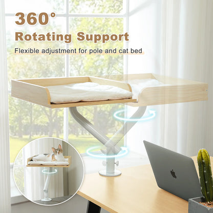 Cat Desk Bed, 360° Rotatable Cat Bed Stand for Indoor Cats, Adjustable Cat Basket, Cats Hammock for Table, Soft Cat Bed for Desk