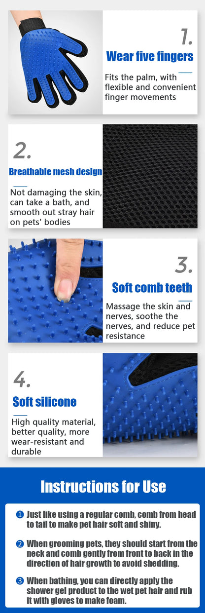 1PC Cat Hair Remove Gloves Rubber Pet Beauty Cleaning Grooming Effective Massage Dog Combs Floating Brush Sticky Hair Gloves