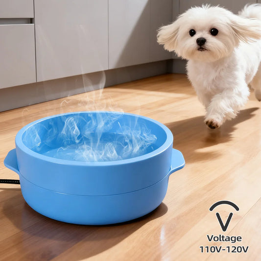 Auto Constant Temperature Heated Pet Bowl, 2-in-1 Food & Water Warmer for Cats Dogs Winter Keep Warm Bowl - shimendi