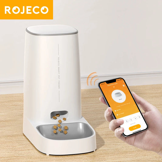 ROJECO Automatic Cat Feeder Pet Smart WiFi Cat Food Kibble Dispenser Remote Control Auto Feeder For Cat Dog Dry Food Accessories - shimendi
