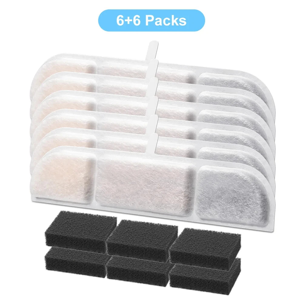 DownyPaws Activated Carbon Filter Cartridge Replacement for Cat Drinking Fountain WFP6, 6/12 Pcs Pack