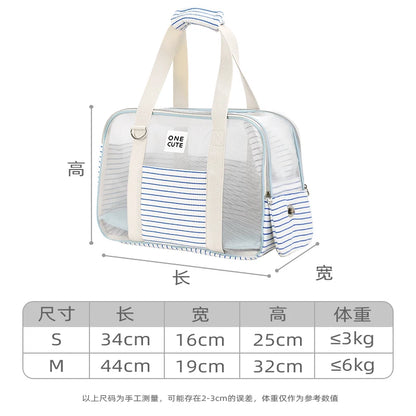 Fashion Transparent Window Pet Carrier Bag, Portable Shoulder Handbag for Small Dogs Cats, Puppy Outgoing Bag for Travel