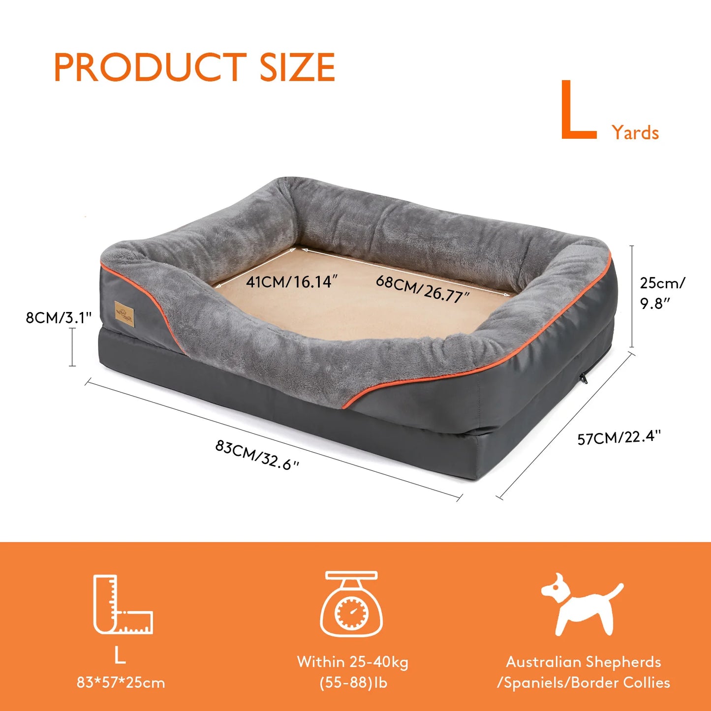 Jumbo Large Orthopedic Dog Bed Memory Foam Quilted Bolstered Pet Sofa Couch Elevated Cushion Warm Waterproof Mattress