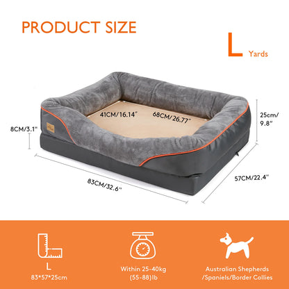 Jumbo Large Orthopedic Dog Bed Memory Foam Quilted Bolstered Pet Sofa Couch Elevated Cushion Warm Waterproof Mattress