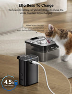 DownyPaws 2.5L Automatic Stainless Steel Cat Water Fountain 4000mAh Wireless Pet Drinker Battery & Sensor 2 in 1 Dispenser - shimendi