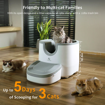Self-Cleaning Cat Litter Box Open-Top Design with Advanced Safety Sensors Extra Large Capacity for Multi-Cat Homes Hassle-Free
