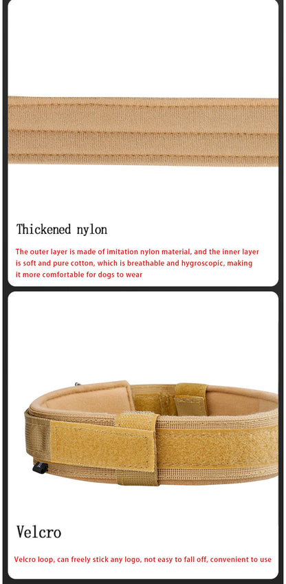Pet Products Outdoor Tactical Dog Collar Metal Buckle Breathability Nylon Collar Medium and Large Dog Training Neck Collar Dog