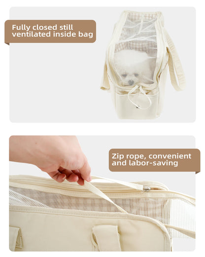 Portable Mesh Pet Carrier Shoulder Bag for Cats Small Dogs, Lightweight Soft-Sided Outdoor Travel Bag