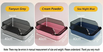 Cat Litter Box Thickening Kitty Sandbox Semi-enclosed High Side Splashproof Pet Bedpans with Litter Scoop Cleaning Cat Supplies