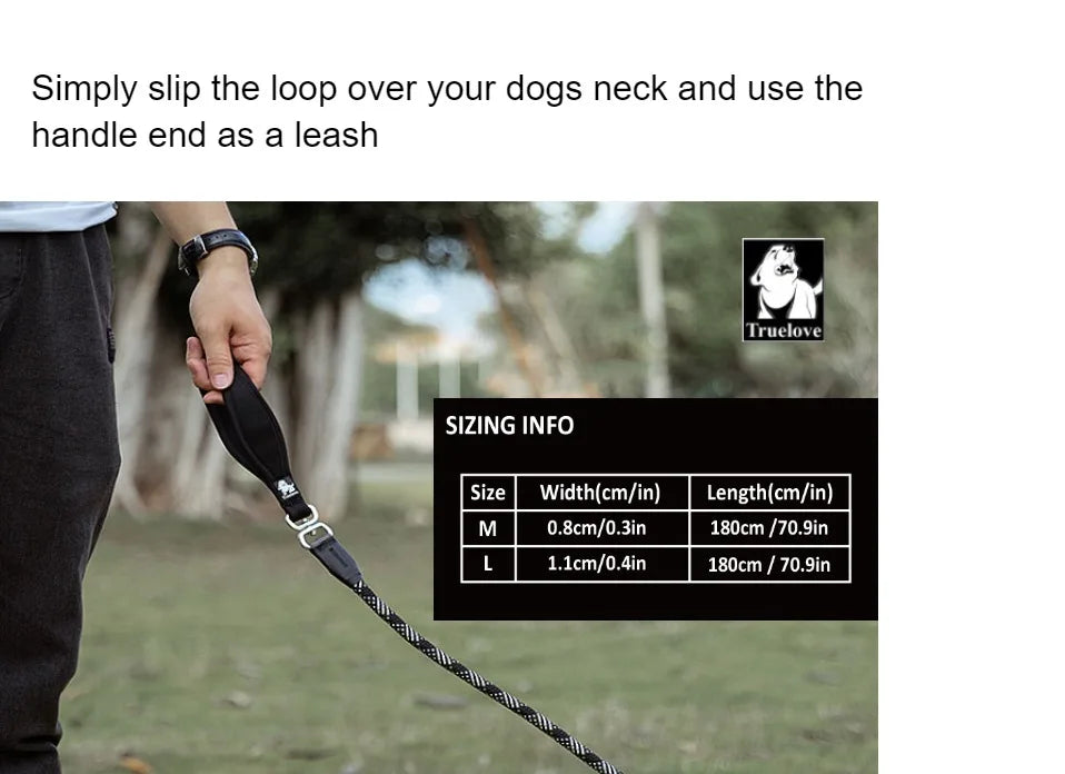 Truelove Pet Training Leash and Collar Durable Slip Lead Dog Leash Heavy Duty Comfortable Strong Rope Leash No Pull Pet TLL2575