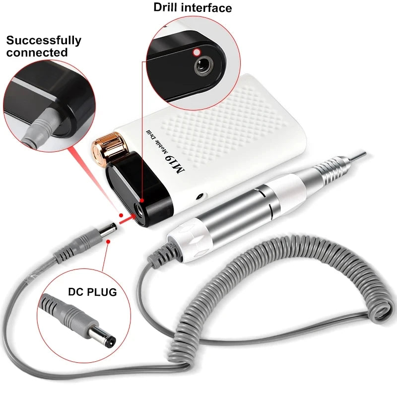 Professional Electric Nail Drill Handle 35000RPM Nail Art Drill Handpiece File Polish Grind Machine Manicure Drill Accessory