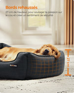 Dog Basket, Pet Bed, Sofa, Linen-Like Fabric, Raised Edges, Non-Slip, Washable Removable Cover, XL Size for Large Dogs - shimendi