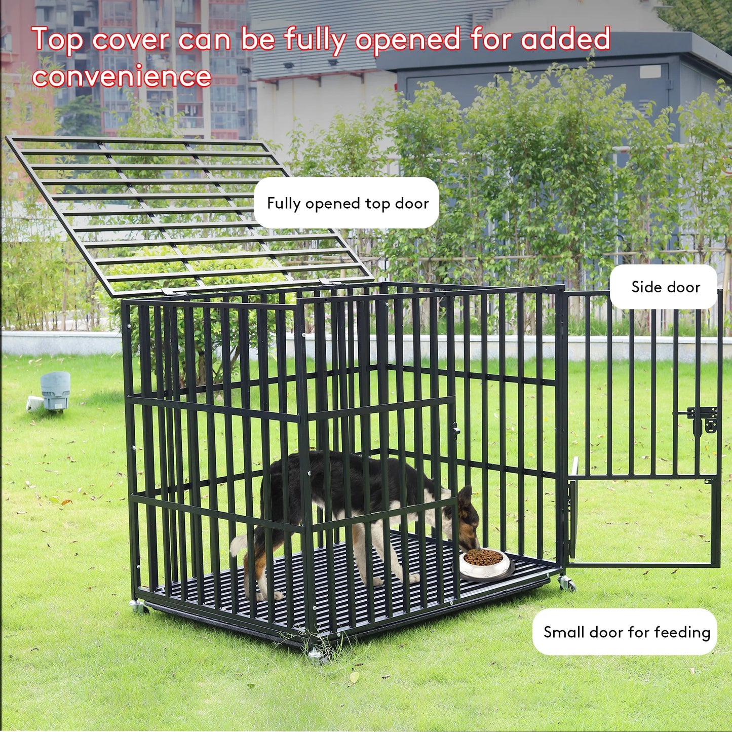 L XL XXL Heavy Duty Dog Crate with 4 Lockable Wheels
