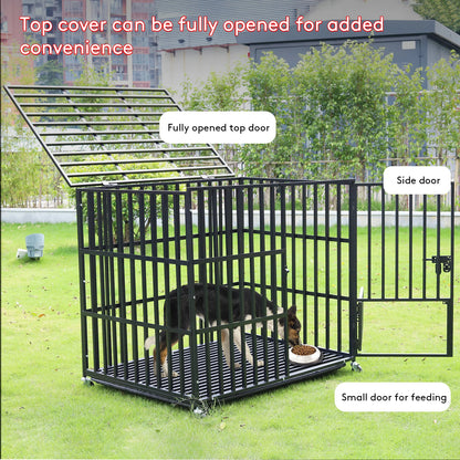 L XL XXL Heavy Duty Dog Crate with 4 Lockable Wheels