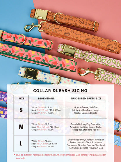 Luxury Brand Summer Colorful Season Adjutable Dog Collar And Leash Set For Small Medium Large Dogs