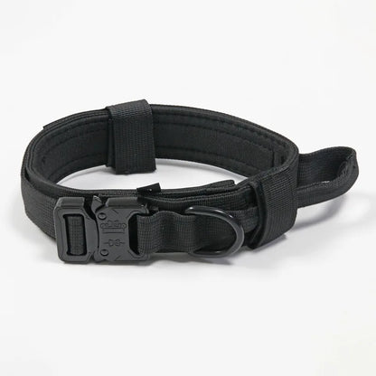 Tactical Dog Collar Adjustable Military Training Nylon Dog Necklace with Control Handle Heavy Metal Buckle for Medium Large Dog