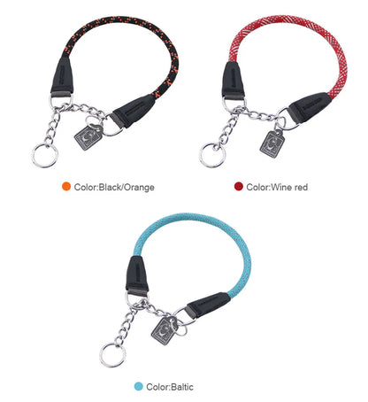 Truelove Pet P-Chain Nylon Dog Collar Stainless Steel Chain Pull-resistant Reflective Decorative Explosion-proof Walking TLC5373
