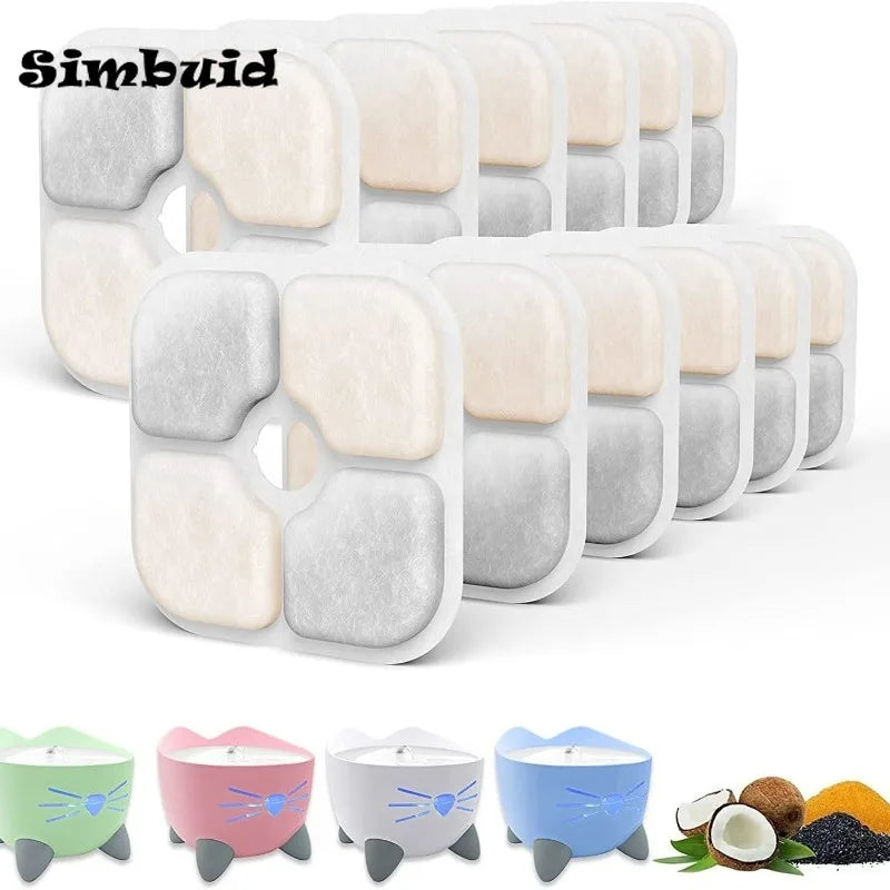 6/12pcs Replacement Activated Carbon Filter For Cat Water Drinking Fountain Replaced Filters for Pet Dog PIXI Water Dispenser - shimendi