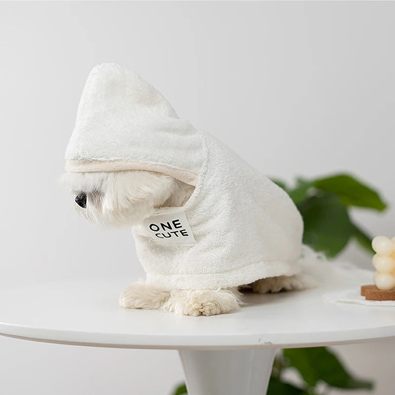 Pet Soft Bath Towel Super Absorbent Comfortable Cat and Dog Clothes Bathing Quick Drying Bears Malzis Bathrobe with Hat Cleaning - shimendi