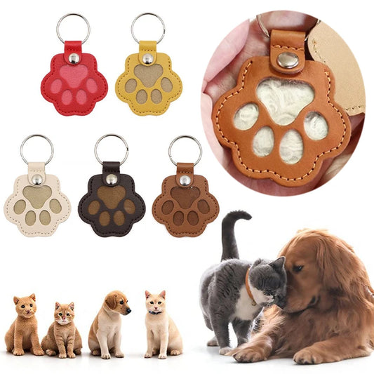 Pet Hair Memorial Keychain PU Leather Keepsake Locket for Cat Dog Fur Pet Hair Storage Pendant Handbag Hanging Accessories - shimendi