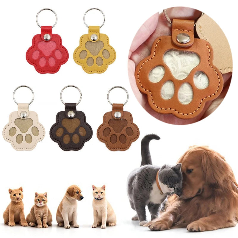 Pet Hair Memorial Keychain PU Leather Keepsake Locket for Cat Dog Fur Pet Hair Storage Pendant Handbag Hanging Accessories - shimendi