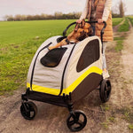 Premium Dog Stroller Pram 4 Wheel Foldable Cart Travel Walk Pet Jogger Wagon for Small Medium Large Dogs - shimendi