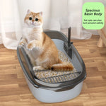 Cat Litter Box Thickening Kitty Sandbox Semi-enclosed High Side Splashproof Pet Bedpans with Litter Scoop Cleaning Cat Supplies - shimendi