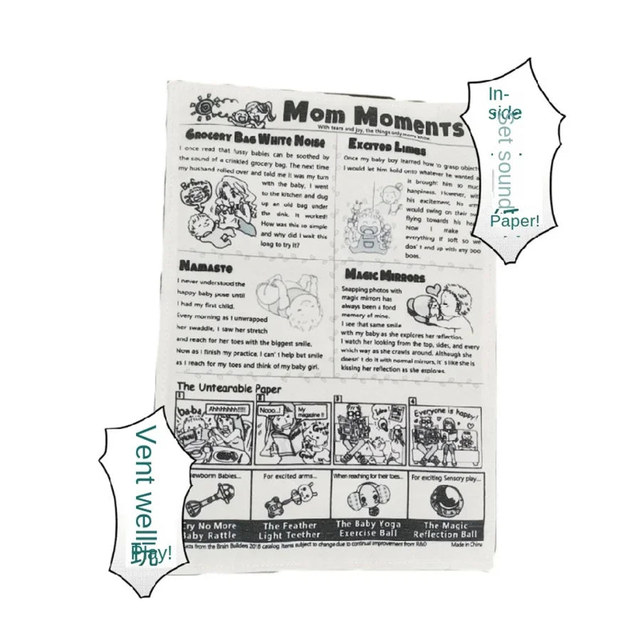 1 Piece Pet Sniffing Black and White Ringing Paper Toy Cat and Dog Interactive Bite-Resistant Newspaper Sound Toy Self-Pleasure and Boredom Relief Artifact