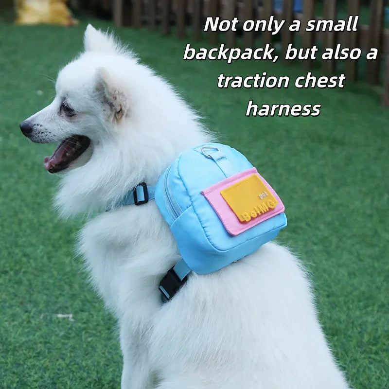 Pet Travel Traction Backpack Dog Bag Snack Toy Garbage Bag Free Hands Cat and Dog Supplies Outgoing Equipment Собака
