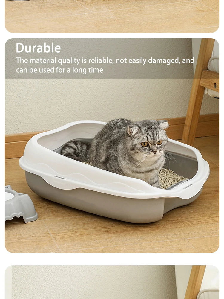Semi-enclosed Litter Box Spatter-proof Cat Toilet Large Kitten Cleaning Supplies Large Cat Poop Bowl Pet Bupplies