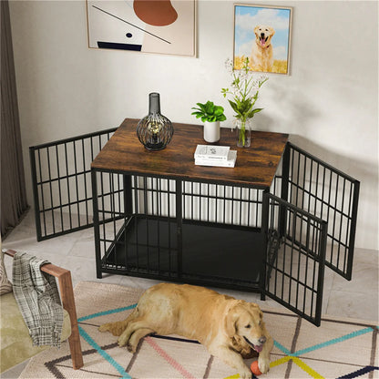 Large Wooden Dog Crate Indoor Furniture Style Elevated Pet