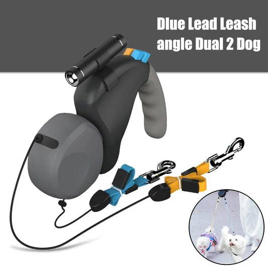 For 2 Dogs Walking Pet Traction Rope Belt Retractable Adjustable Double with Light Dual Dog Rope Leash Rotation Pet Rope shimendi Sécurité et Confort pour Chien chat| Shimendi