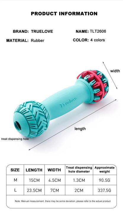 Truelove Pet Super Durable Leak-proof Treat Dispenser Dog Toy Dumbbell Slow Feeder IQ Training Playing Teething Dog TLT2606