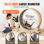 SucceBuy Wooden Cat Exercise Wheel Large Cat Treadmill Wheel for Indoor Cat Running Wheel with Detachable Carpet& Cat Teaser - shimendi