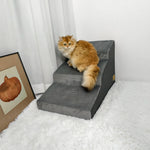 3/4 Steps High Density Foam Dog Stairs Ramps, for High Beds and Sofa, Non-Slip Pet Steps Sofa Bed Ladder, with Washable Cover - shimendi