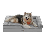 Dog Bed, Orthopedic Pet Bed, Foam, Padded Raised Edges, Removable Plush Fabric Cover with Rose Pattern, 122 x 89 x 18 cm - shimendi