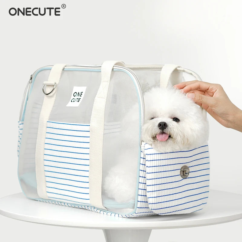 Fashion Transparent Window Pet Carrier Bag, Portable Shoulder Handbag for Small Dogs Cats, Puppy Outgoing Bag for Travel