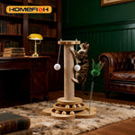 Pet Cat Toy Solid Wood Cat Turntable Funny Cat Stick Balls Durable Sisal Scratching Board Cat Supplies Cat Grab Column - shimendi