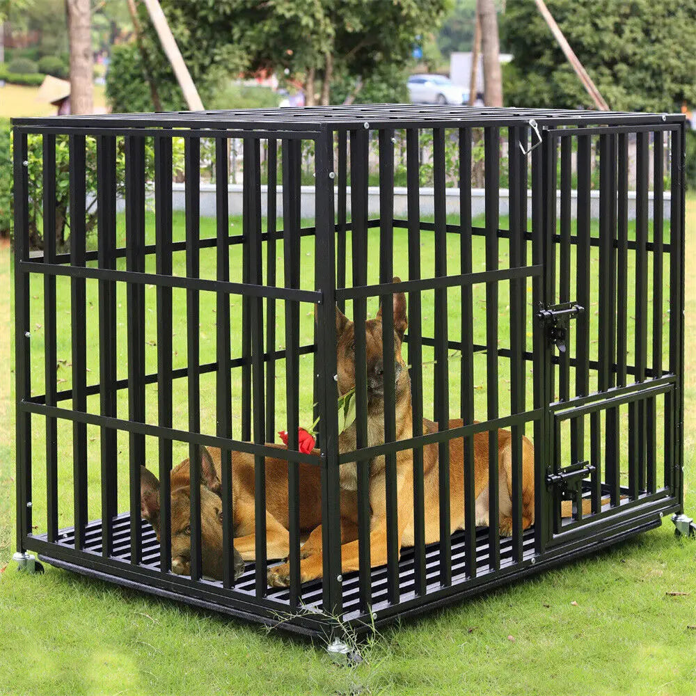 L XL XXL Heavy Duty Dog Crate with 4 Lockable Wheels