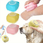 Pet Dog Shampoo Brush 2.7oz 80ml Cat Massage Comb Grooming Scrubber for Bathing Short Hair Soft Silicone Rubber - shimendi