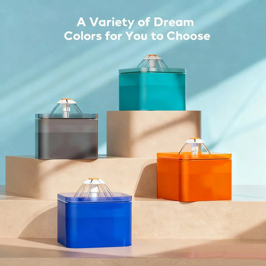 2L Automatic Cat Water Fountain with LED Nightlight, USB Powered Quiet Pump with Filter for Cats and Small Dogs