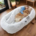 Human Dog Bed, Washable Faux Fur Dog Bed for People Doze Off, Napping Orthopedic Dog Bed, 71''x45''x14'' Size Fits You and Pets - shimendi