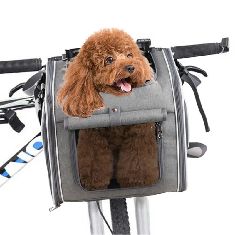 Dog or Cat Bike Basket Expandable Soft Sided Pet Carrier Backpack with 4 Open Doors Foldable Dog Bike Carrier shimendi Sécurité et Confort pour Chien chat| Shimendi