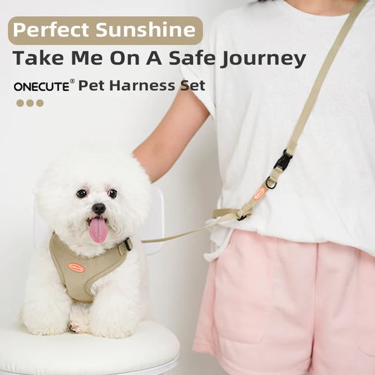 ONECUTE Handsfree Pet Dog Puppy  Harness  with Adjustable Traction Rope  Cat Breathable and Not Tight - shimendi
