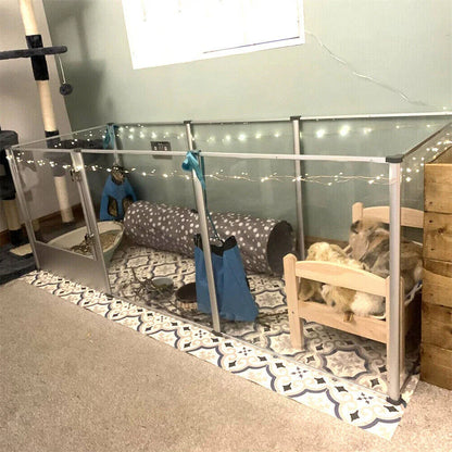 1Pc Large Acrylic Dog Playpen Cage Whelping Pen Box Indoor Enclosure Pet Clear Fence Puppy Playpen with Waterproof Fertility Pad