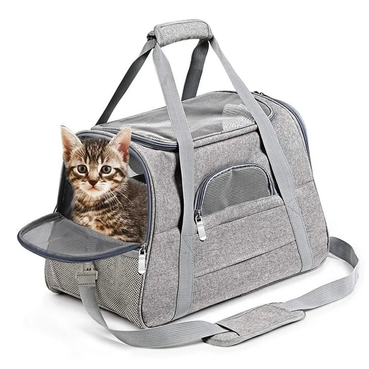 Pet Carrier Bag Foldable Small Dog Cat Carrying Out Bags Expansion Pet Travel Bag Mesh Breathable Expansion Crossbody Handbag