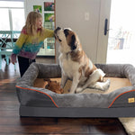 Jumbo Large Orthopedic Dog Bed Memory Foam Pet Sofa Couch Waterproof Elevated Cushion Warm Puppy Bolster Couch Removable Cover - shimendi
